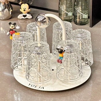 Комплект стъклени чаши за напитки, кристално стъкло, шестчастов комплект, стил лек лукс, капак за директно пиене