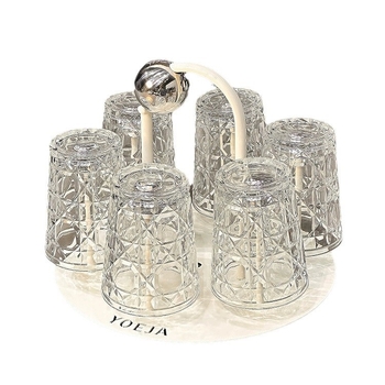 Комплект стъклени чаши за напитки, кристално стъкло, шестчастов комплект, стил лек лукс, капак за директно пиене