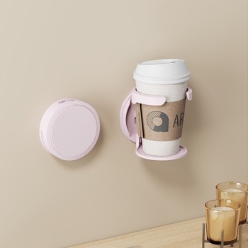 Сгъваем държач за чаша, стенен монтаж, без пробиване, пластмасов, с премахваща се залепваща лента
