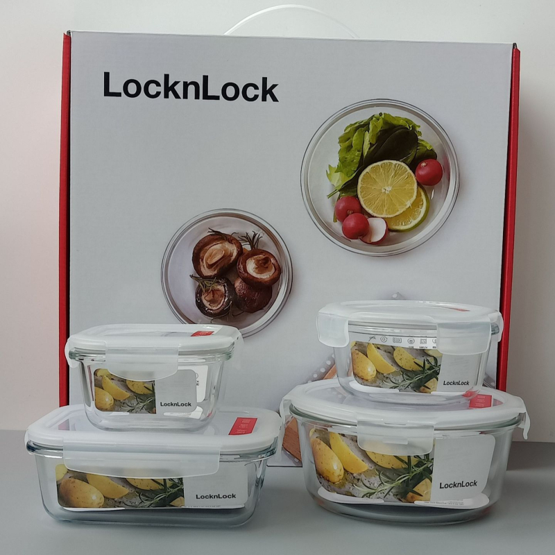 Staklena kutija za hranu, 4 komada, mikrovalna kompatibilna, otporna na toplinu, kapacitet 501–800 ml