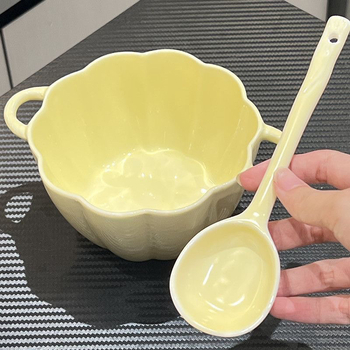 Bol pentru ouă la aburi cu motiv dovleac, porțelan nou, sub glazură, stil modern minimalist, formă unică