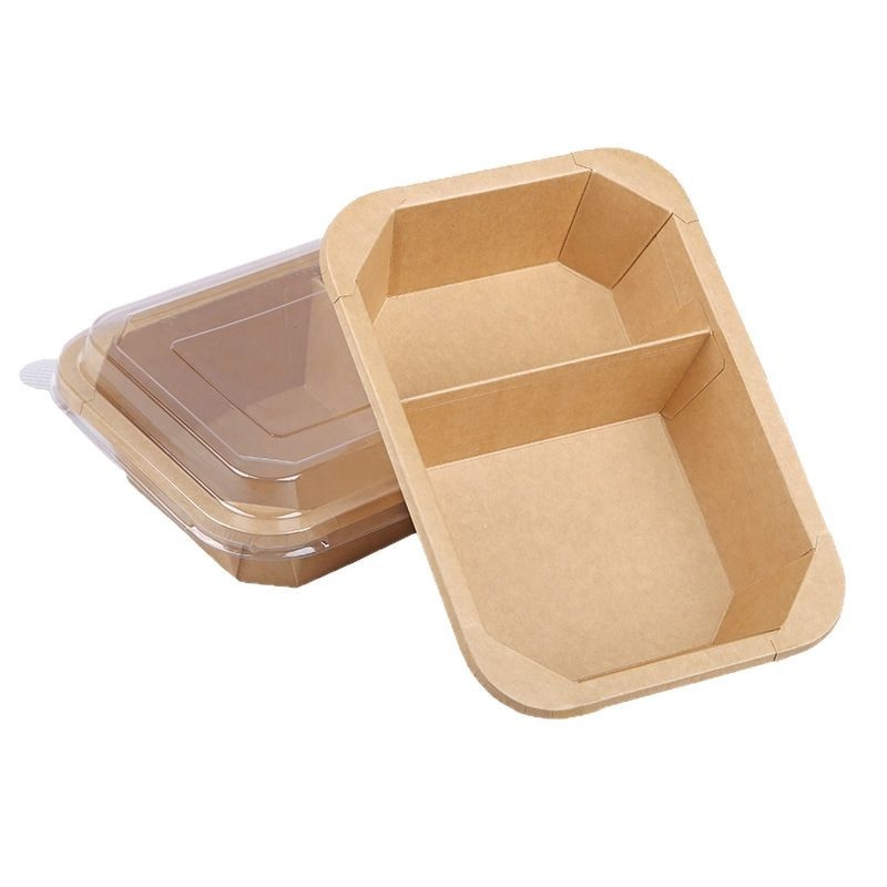 Kutija za obrok od Kraft papira, 3 odjeljka, 1000 ml, pogodna za mikrovalnu, biološki razgradiva