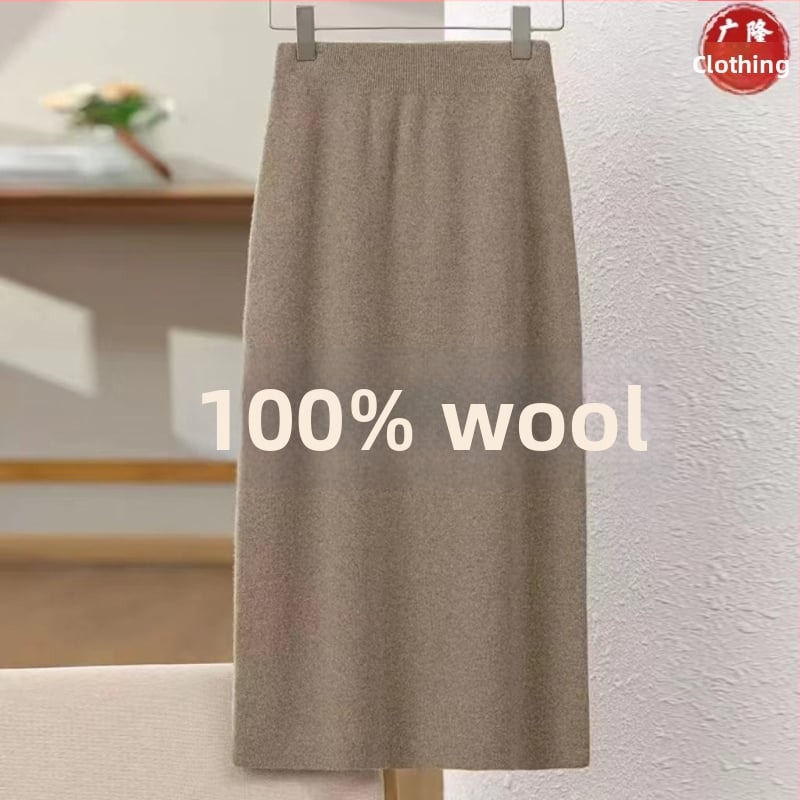 Villane kootud seelik, A-lõige, keskmise pikkusega, soojendatud, ilma triikimata, sügis 2025