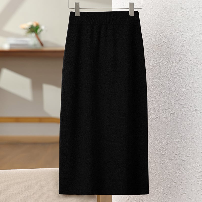 Villane kootud seelik, A-lõige, keskmise pikkusega, soojendatud, ilma triikimata, sügis 2025