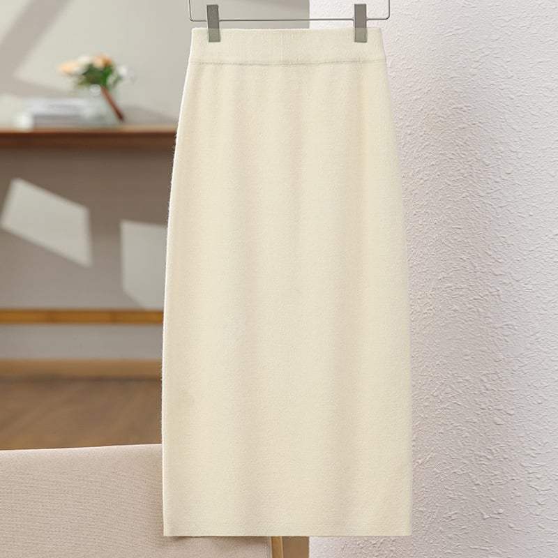 Villane kootud seelik, A-lõige, keskmise pikkusega, soojendatud, ilma triikimata, sügis 2025