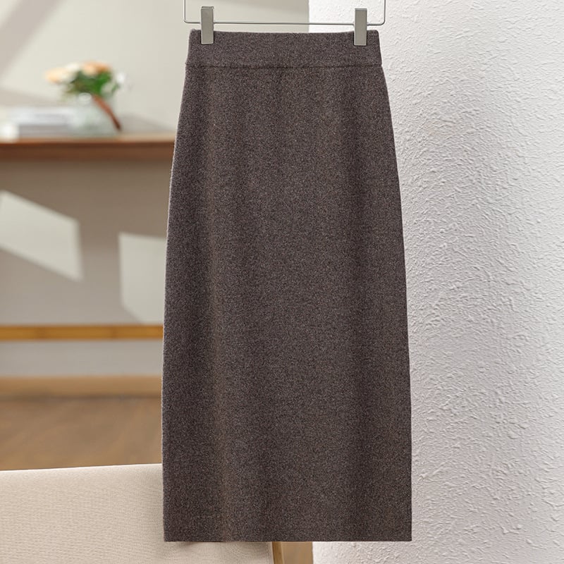 Villane kootud seelik, A-lõige, keskmise pikkusega, soojendatud, ilma triikimata, sügis 2025