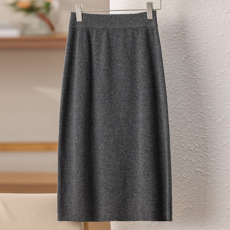 Villane kootud seelik, A-lõige, keskmise pikkusega, soojendatud, ilma triikimata, sügis 2025