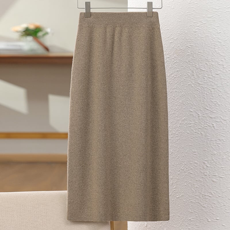 Villane kootud seelik, A-lõige, keskmise pikkusega, soojendatud, ilma triikimata, sügis 2025