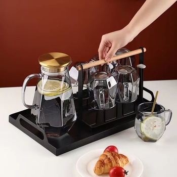 Stakleni set pića za dom: šesterokutna posuda, čajnik i šalice za čaj, stil ins wind, Chang Lan marka