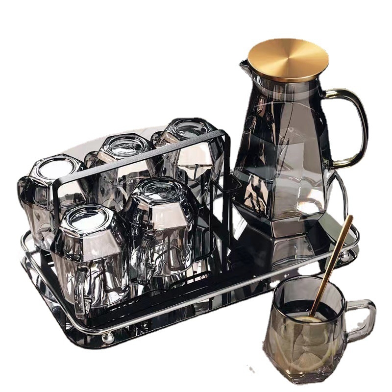 Stakleni set pića za dom: šesterokutna posuda, čajnik i šalice za čaj, stil ins wind, Chang Lan marka