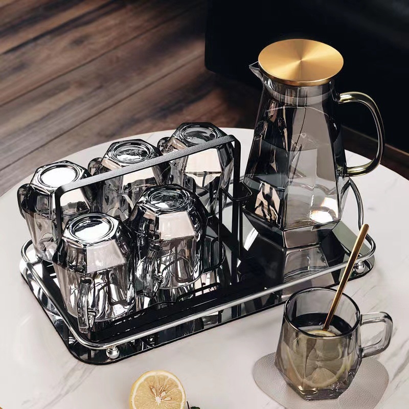 Stakleni set pića za dom: šesterokutna posuda, čajnik i šalice za čaj, stil ins wind, Chang Lan marka