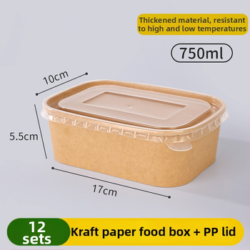 Jednorazová misa z kraftového papiera so zaobleným viečkom – objem 750 ml, bežná hrúbka, nebiodegradovateľná