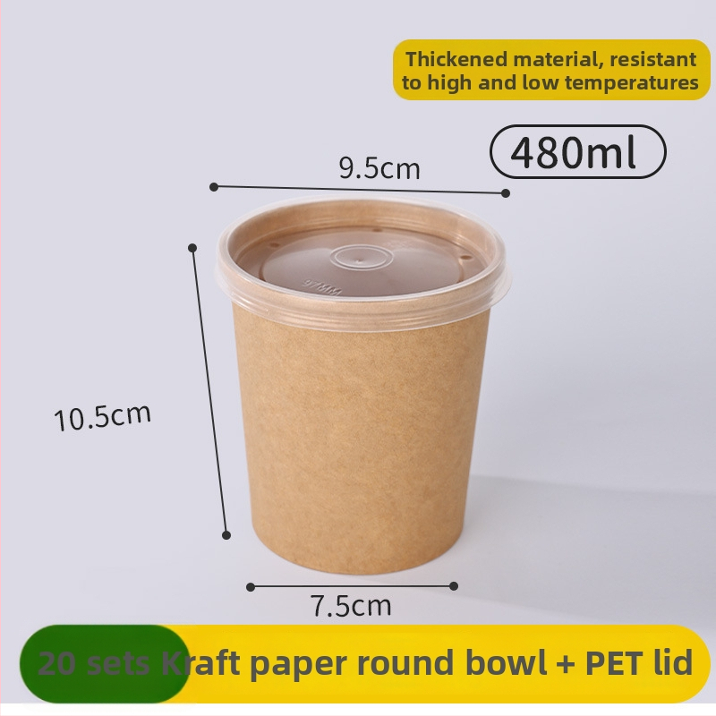 Jednorazová misa z kraftového papiera so zaobleným viečkom – objem 750 ml, bežná hrúbka, nebiodegradovateľná