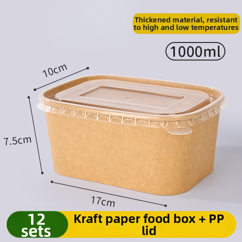 Jednorazová misa z kraftového papiera so zaobleným viečkom – objem 750 ml, bežná hrúbka, nebiodegradovateľná