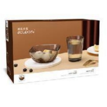 Δύο τεμάχια γυάλινο σετ σερβιρίσματος για το τραπέζι, θερμοανθεκτικό γυαλί, απλό στυλ, δημιουργική τάση, δυνατότητα εξατομίκευσης