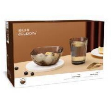 Δύο τεμάχια γυάλινο σετ σερβιρίσματος για το τραπέζι, θερμοανθεκτικό γυαλί, απλό στυλ, δημιουργική τάση, δυνατότητα εξατομίκευσης