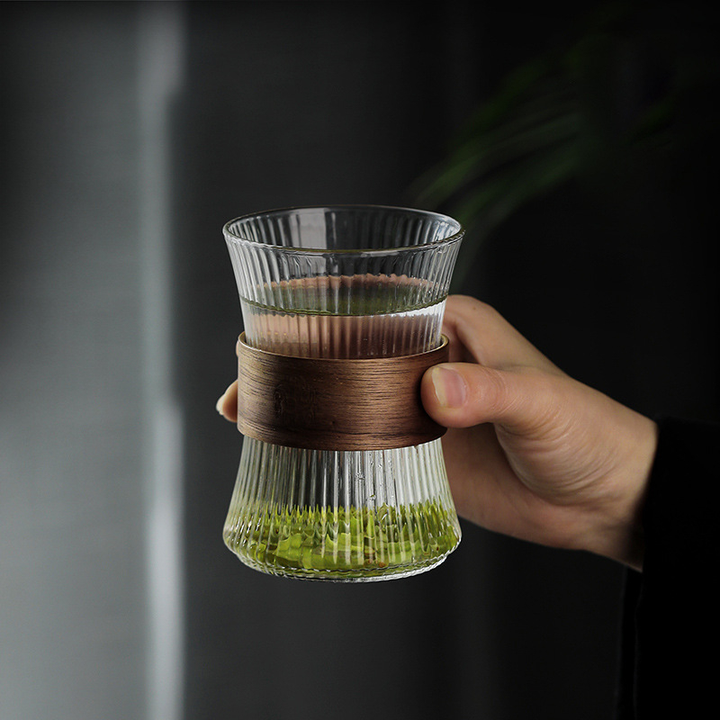 Стъклена чаша за вода, еднослойна, японски стил без дръжка, термоизолация за горещи напитки