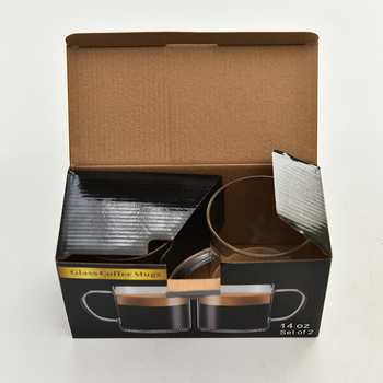 Комплект стъклени чаши за кафе, термоустойчиви, с дръжка, цилиндрични