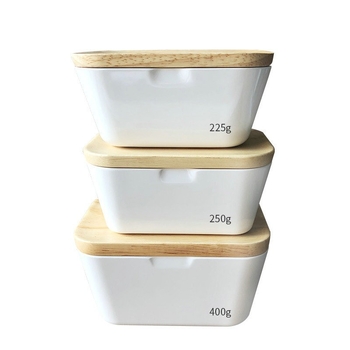 Crisper box cu capac din lemn și corp melaminat, formă pătrată, capacitate sub 300 ml, set de 12 bucăți