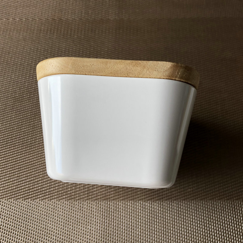 Crisper box cu capac din lemn și corp melaminat, formă pătrată, capacitate sub 300 ml, set de 12 bucăți