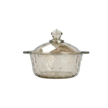 Vas de sticlă cu capac, cu mânere duble, potrivit pentru cuptor cu microunde, stil nordic minimalist, suprafață electroplată.