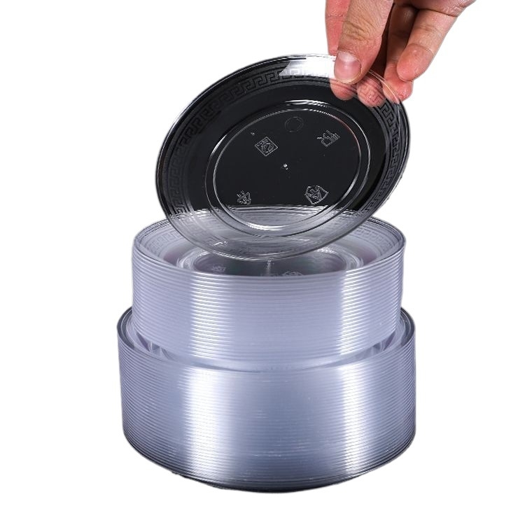 Farfurie de unică folosință din plastic dur, transparent, pentru degustări și BBQ, îngroșată, porție individuală