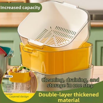 Кошница за измиване на зеленчуци и плодове с дренаж, скандинавски прост стил, пластмасова, зимно издание 2020, висококачествен продукт