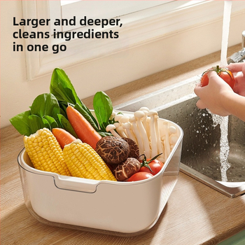 Кошница за измиване на зеленчуци и плодове с дренаж, скандинавски прост стил, пластмасова, зимно издание 2020, висококачествен продукт