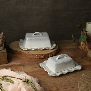 Керамичен съд за масло с капак в нордичен стил, персонализируемо лого, марка Kakel, премиум клас