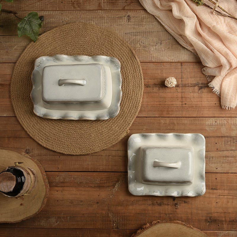 Керамичен съд за масло с капак в нордичен стил, персонализируемо лого, марка Kakel, премиум клас