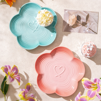 ZEYE farfurie ceramică cu gradient sub glazură și motiv floare de prune — stil simplu, farfurie pentru desert/fructe