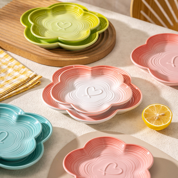 ZEYE farfurie ceramică cu gradient sub glazură și motiv floare de prune — stil simplu, farfurie pentru desert/fructe