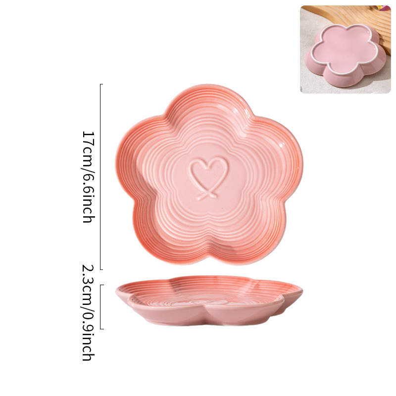 ZEYE farfurie ceramică cu gradient sub glazură și motiv floare de prune — stil simplu, farfurie pentru desert/fructe