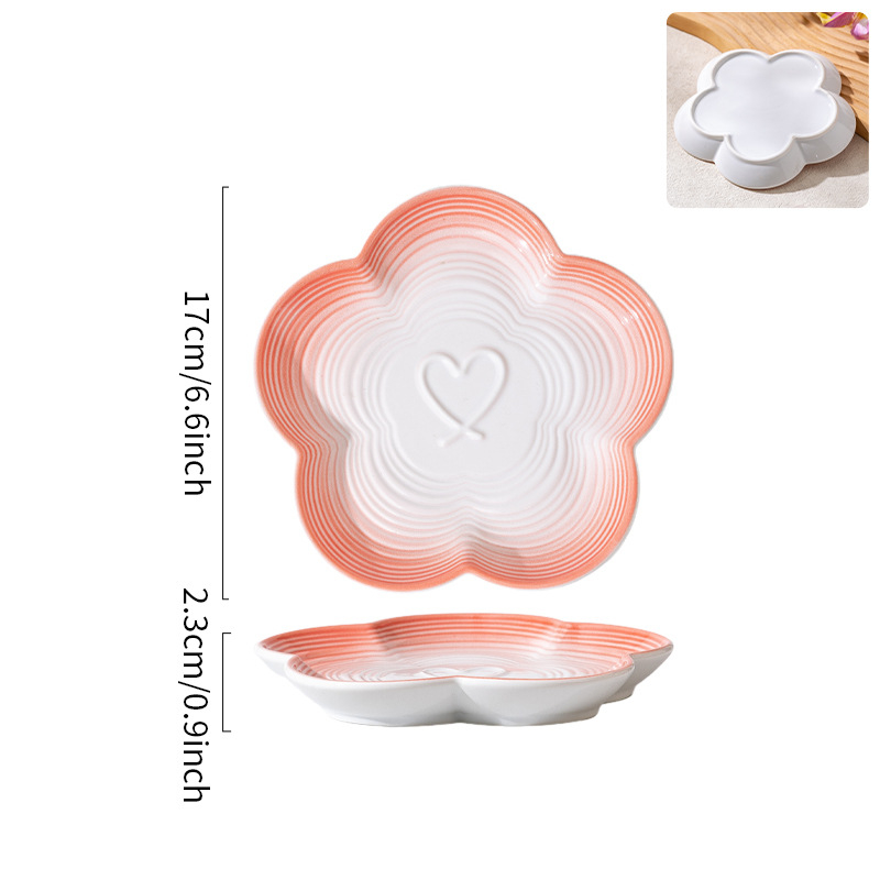 ZEYE farfurie ceramică cu gradient sub glazură și motiv floare de prune — stil simplu, farfurie pentru desert/fructe