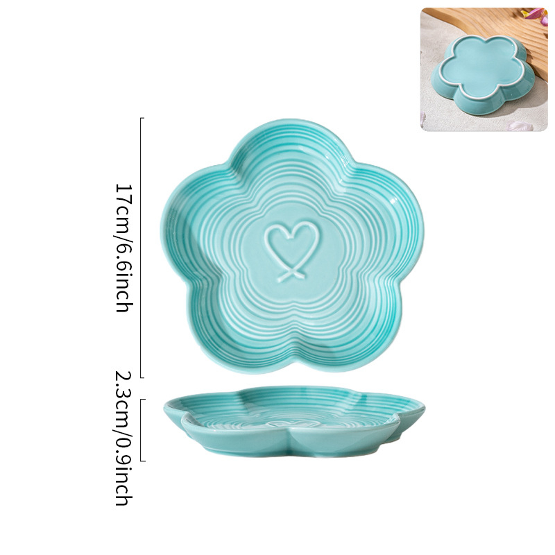 ZEYE farfurie ceramică cu gradient sub glazură și motiv floare de prune — stil simplu, farfurie pentru desert/fructe