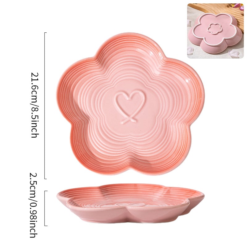 ZEYE farfurie ceramică cu gradient sub glazură și motiv floare de prune — stil simplu, farfurie pentru desert/fructe