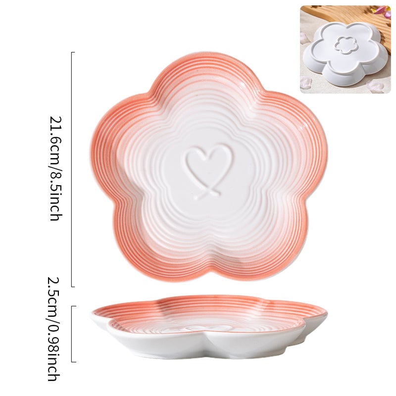 ZEYE farfurie ceramică cu gradient sub glazură și motiv floare de prune — stil simplu, farfurie pentru desert/fructe