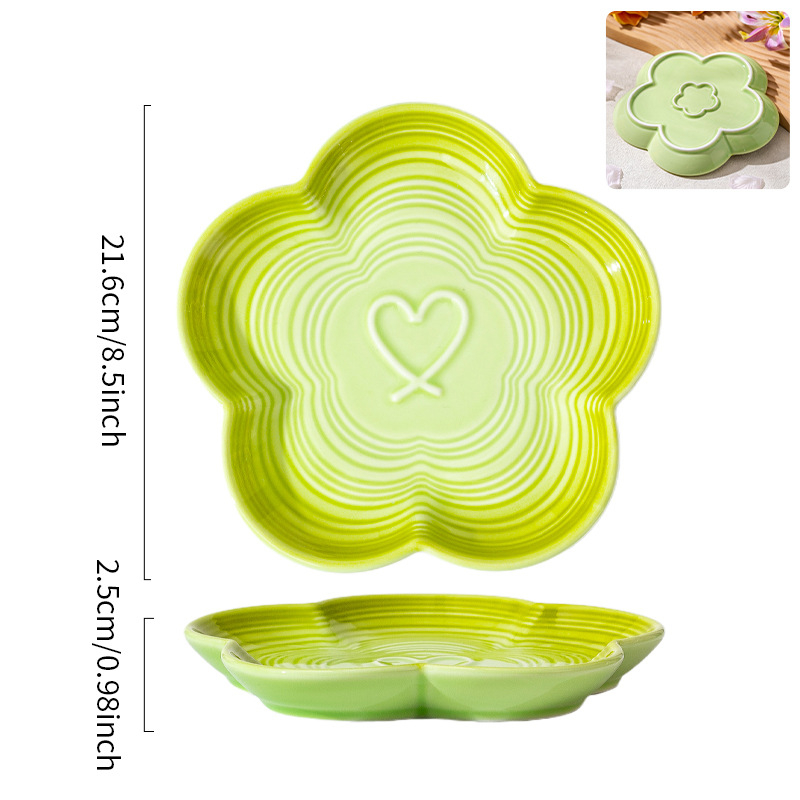 ZEYE farfurie ceramică cu gradient sub glazură și motiv floare de prune — stil simplu, farfurie pentru desert/fructe