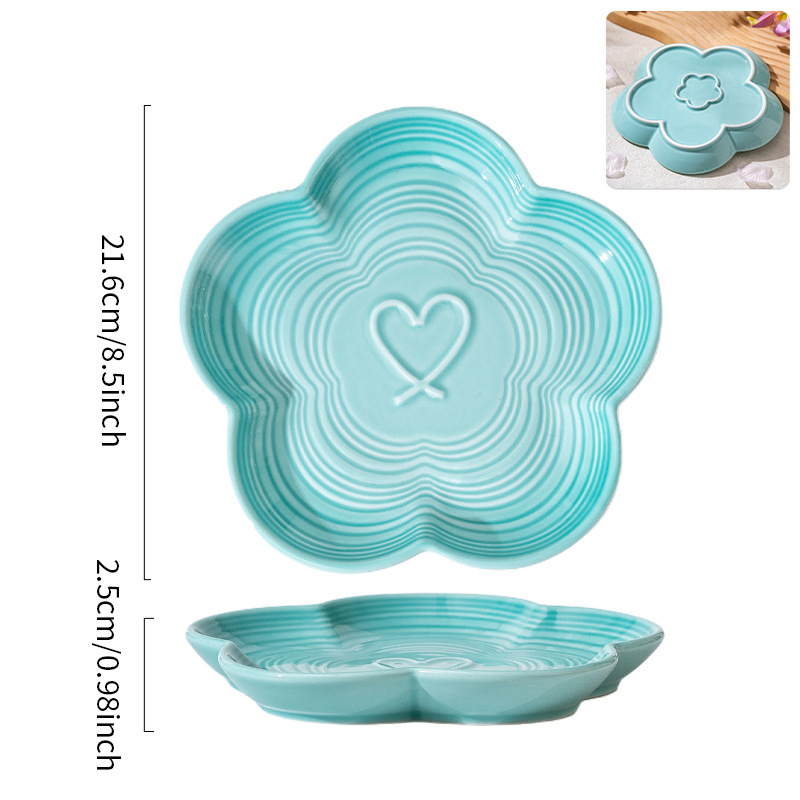 ZEYE farfurie ceramică cu gradient sub glazură și motiv floare de prune — stil simplu, farfurie pentru desert/fructe