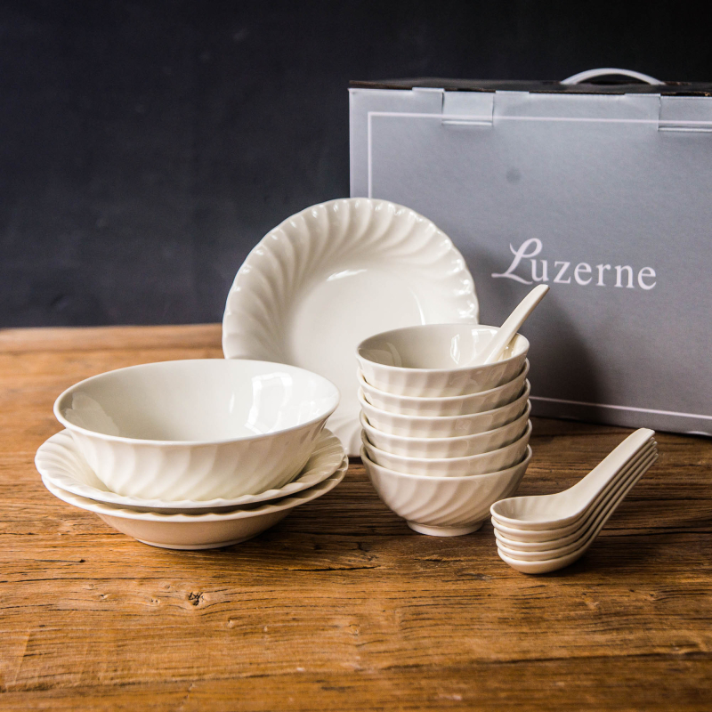 16-части порцеланов сервиз за хранене, китайски стил, семпъл стил