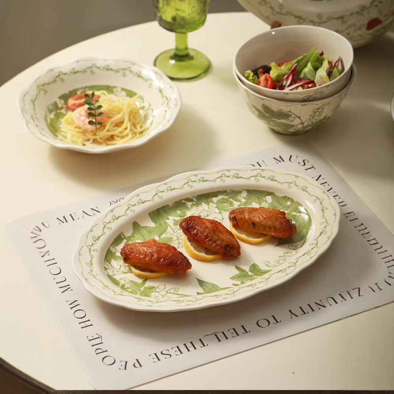 Bol ceramic pentru servire, model floral, formă circulară, stil minimalist modern, compatibil cu cuptorul cu microunde