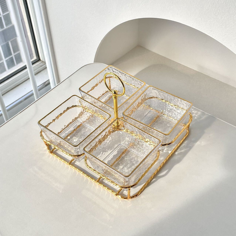 Акрилна разделена тава за плодове и закуски, опростен стил, премиум качество