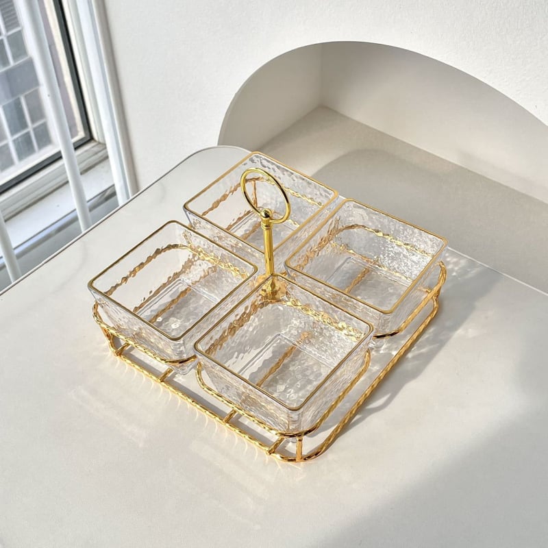 Акрилна разделена тава за плодове и закуски, опростен стил, премиум качество