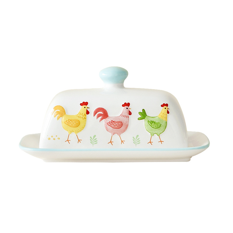 Керамичен масленник и кутия за сирене, ягодова сервировка със съдове за хранене (чинии и чаши) и десертна чиния – модел w251044, BONWILL, керамика, персонализация налична, печат на лого възможен