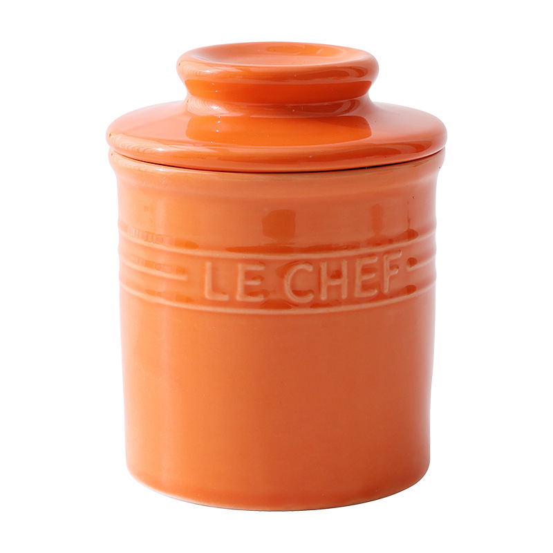 Керамичен буркан за масло със капак за кухненско съхранение, европейски стил; форми: кръгла и правоъгълна; материал: керамика; запечатано; персонализиране