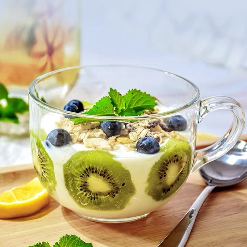 Стъклена чаша за закуска с дръжка, скандинавски стил, чаша за овесени ядки