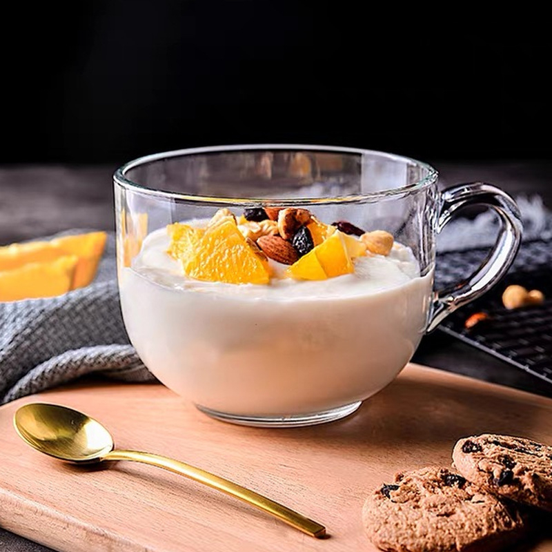 Стъклена чаша за закуска с дръжка, скандинавски стил, чаша за овесени ядки