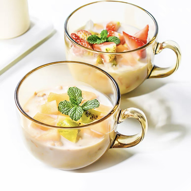 Стъклена чаша за закуска с дръжка, скандинавски стил, чаша за овесени ядки