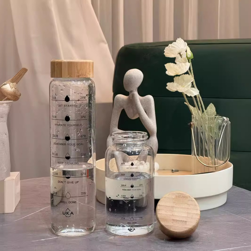 Чаша за чай от високо боросиликатно стъкло, голям капацитет за пътуване, с бамбуков капак и цедка, херметично уплътнение и термоустойчивост.