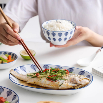 Японски стил керамични съдове за хранене: оризова купа, купа за удон и чиния за риба; керамика, стил лайт лукс ретро, персонализиране по поръчка, различни капацитети